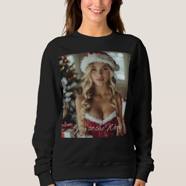 Sudadera JOY TO THE WORLD - Christmas Santa Girl (Anverso)