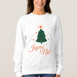Sudadera Joyeux Noël en rouge : sapin classique et joyeux