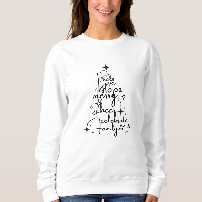 Sudadera Joyful Holiday Tree - Typography Art Festive Words (Anverso)