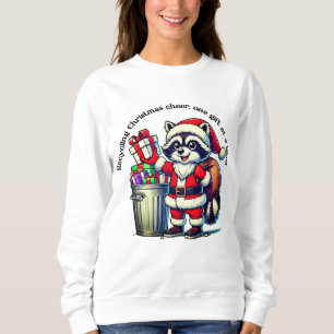 Sudadera Joyful raccoon comparte regalos de Navidades
