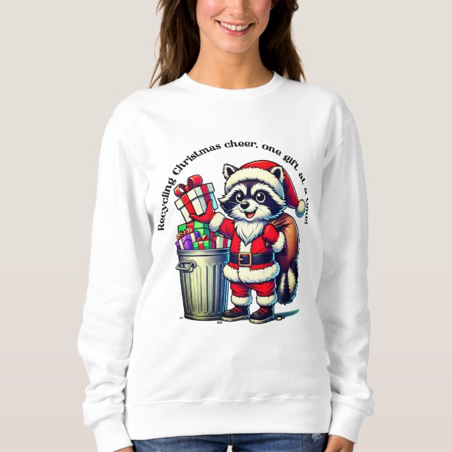 Sudadera Joyful raccoon comparte regalos de Navidades (Anverso)