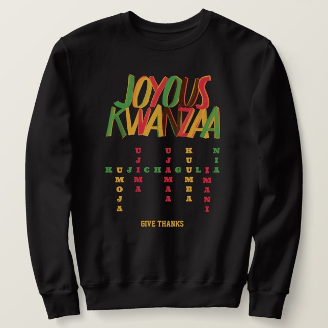 Sudadera Joyous KWANZAA Principios la cruz (Anverso del diseño)