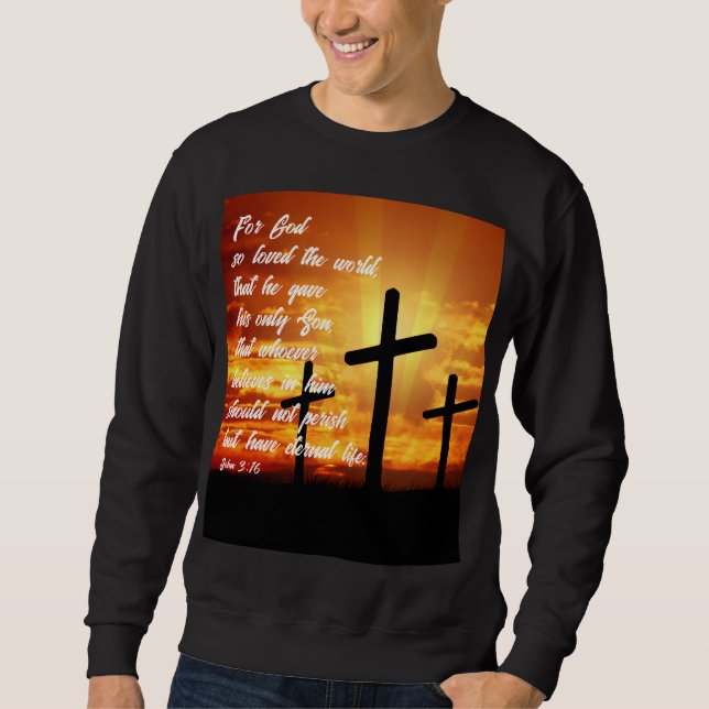 SUDADERA JUAN 3:16 VERSÍCULO DE LA BIBLIA DE MODA REGALO CR (Anverso)