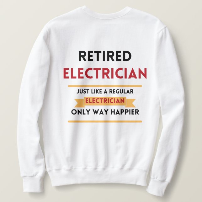 Sudadera jubilación roja de electricista jubilado (Reverso del diseño)