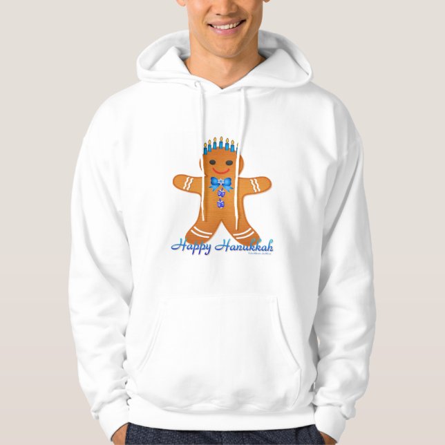 Sudadera Judaica Hanukkah Gingerbread Man Menorah (Anverso)