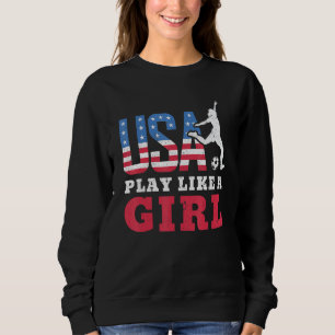 Sudadera Juega Como Una Niña Bandera Americana Usa Fútbol D