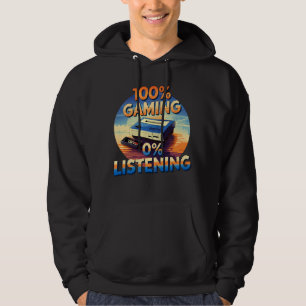 Sudadera Juego 0% Escuchando Divertido Jugador Estilo Retro