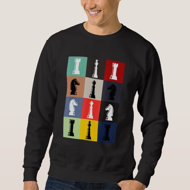 Sudadera Juego de ajedrez al estilo de arte pop de tablero  (Anverso)