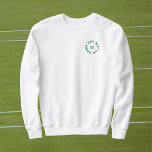 Sudadera Juego de juegos Match Monograma verde mujeres Teni<br><div class="desc">Juego de partidos,  monograma verde,  camisas sudaderas blancas de tenis. Personaliza con tu inicial. Perfecto para un torneo de tenis local,  como regalo para un amante del tenis o para una fiesta de soltero de tenis. Diseñado para coincidir con nuestra Colección de Juego de Juego de Partidos de Tenis.</div>