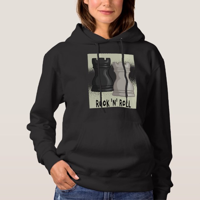 Sudadera Juego de palabras de ajedrez Rook and Roll con pie (Anverso)