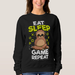 Sudadera Juego Gamer Sloth Animal Come Sleep