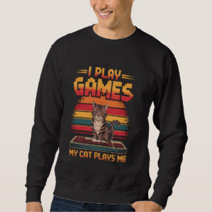 Sudadera Juego juegos mi gato me juega Retro Gamer Gato Jug