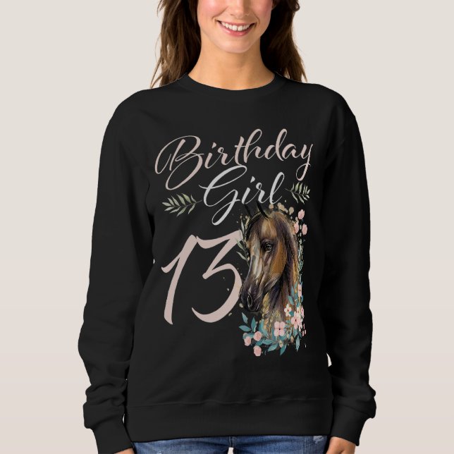Sudadera Jueves 13.º cumpleaños Chica caballo 13 años (Anverso)