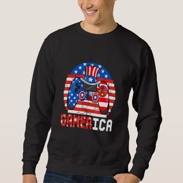 Sudadera Jugador 4 De Julio Niños Hombres Controlador Usa F (Anverso)