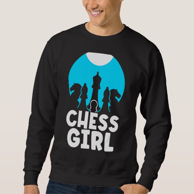 Sudadera Jugador de ajedrez Chica dice coincidencia de hobb (Anverso)