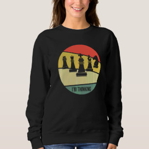 Sudadera Jugador De Ajedrez Con Pensamiento En Retro Vintag