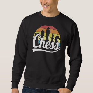 Sudadera Jugador de ajedrez retro figuras de ajedrez vintag