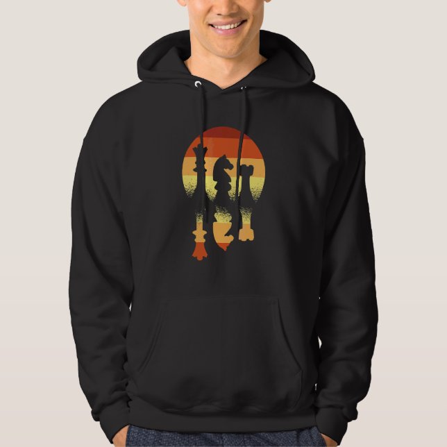 Sudadera Jugador de ajedrez Retro Sunset Board Figures Ches (Anverso)