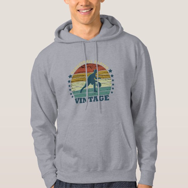Sudadera Jugador de baloncesto driñando atardecer retro vin (Anverso)