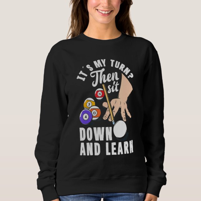 Sudadera Jugador de billar snooker pool siéntate y aprende (Anverso)