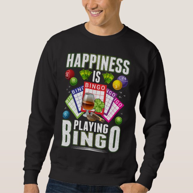 Sudadera Jugador de Bingo Feliz Bingo Hombres Mujeres Bingo (Anverso)