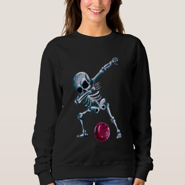 Sudadera Jugador de boliche del Skeleton Bowling Dabbing Da (Anverso)