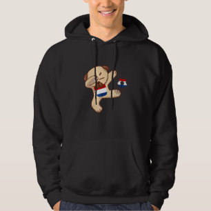 Sudadera Jugador de fútbol de los Países Bajos Perro Pug Ba