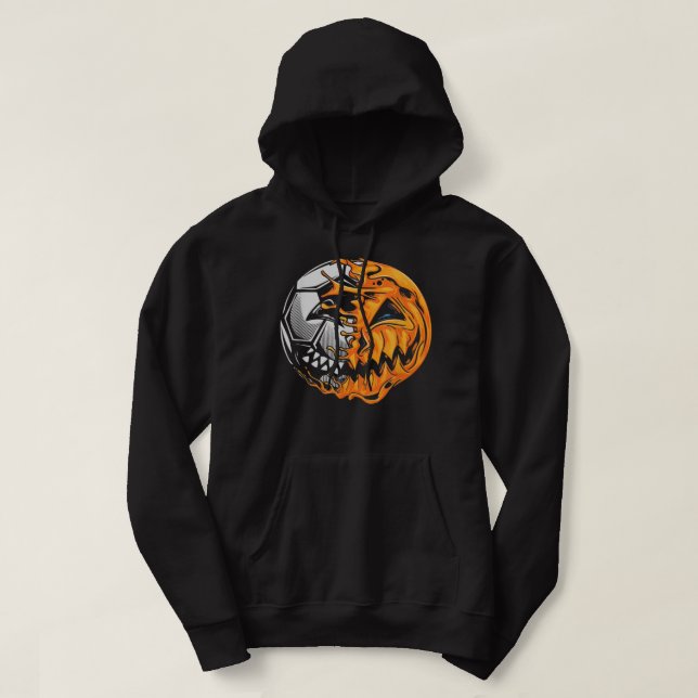 Sudadera Jugador de fútbol Halloween Calabaza Halloween Ske (Diseño del anverso)