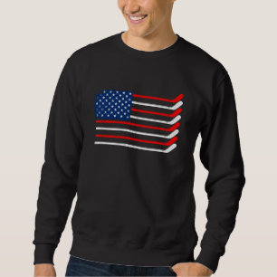 Sudadera Jugador de hockey con bandera estadounidense de co