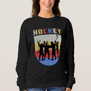 Sudadera Jugador de hockey de hielo Stick Equipo de retro r