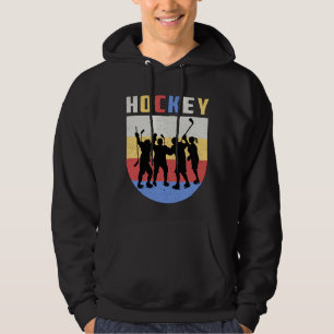 Sudadera Jugador de hockey de hielo Stick Equipo de retro r