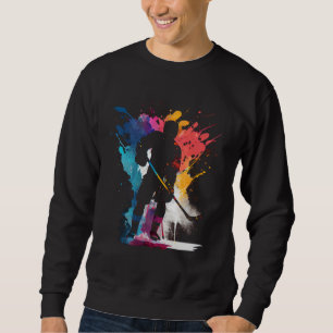 Sudadera Jugador de hockey sobre hielo colorido palo de hoc