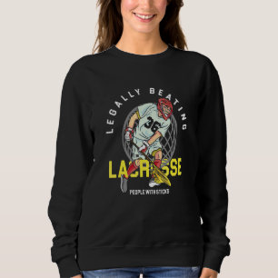 Sudadera Jugador de Lacrosse Golpeando a la Gente con Palos
