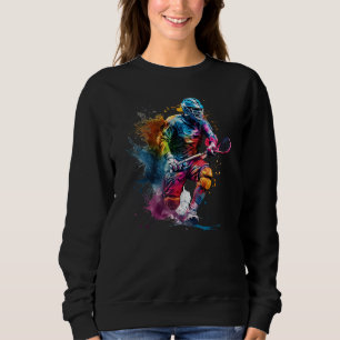 Sudadera Jugador de Lacrosse Retro pintura acuarela