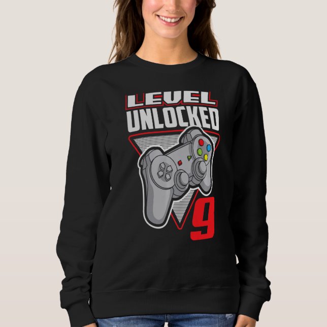 Sudadera Jugador de nivel 9 desbloqueado 9 cumpleaños (Anverso)