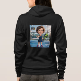 Sudadera Jugador de Padel de caricatura negra con cabeza pe