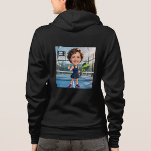 Sudadera Jugador de Padel de caricatura negra con cabeza pe