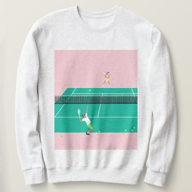 Sudadera Jugador de partido de tenis de arte moderno Pink G (Anverso del diseño)