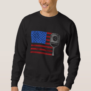 Sudadera Jugador de Pickleball con Bandera de EE. UU. Pala