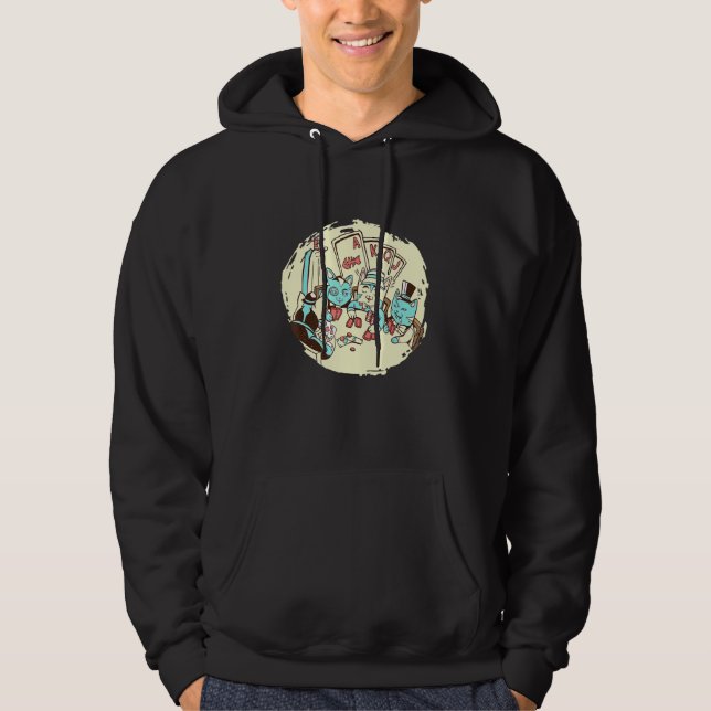 Sudadera Jugador de Póquer Cats Animales Texas Holdem Kitty (Anverso)