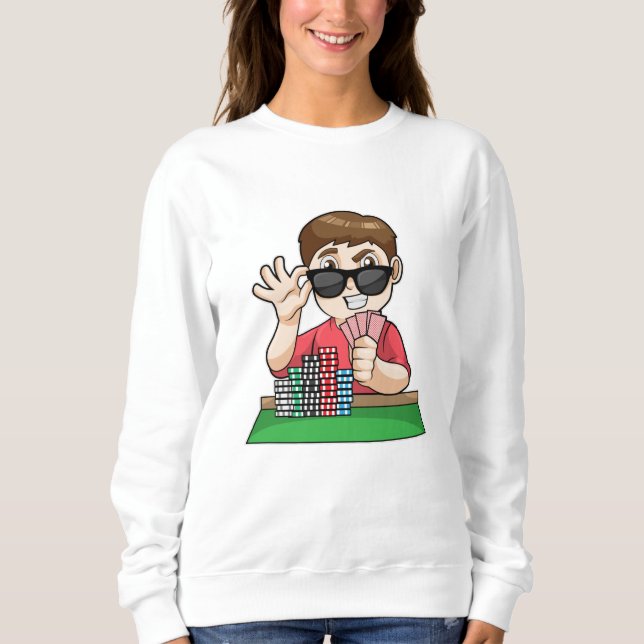 Sudadera Jugador de póquer con gafas de sol (Anverso)