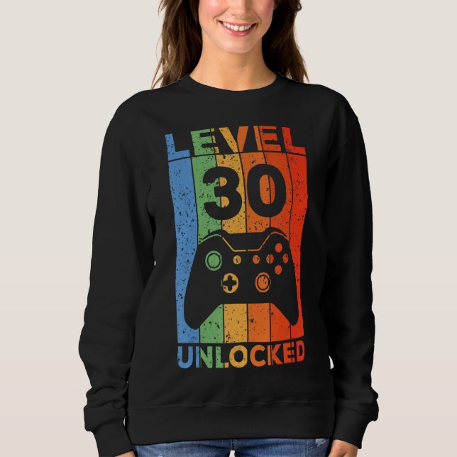 Sudadera Jugador de video desbloqueado de nivel 30 cumpleañ (Anverso)