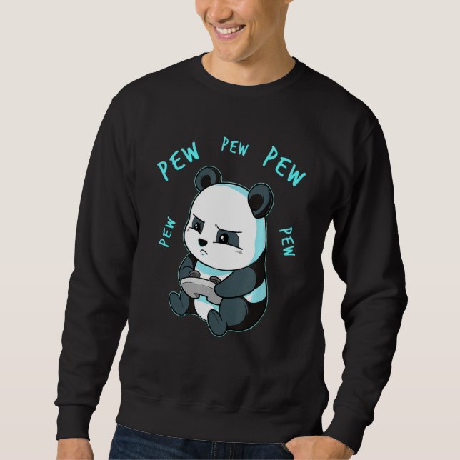 Sudadera Jugador de videojuego Cuadros Panda Pew (Anverso)
