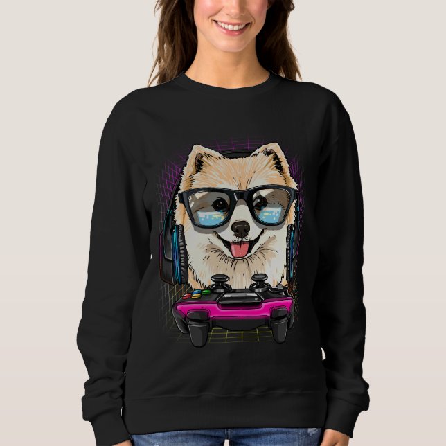 Sudadera Jugador de videojuegos Pomeranian Gaming Lover (Anverso)