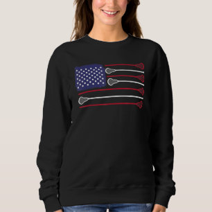 Sudadera Jugador Lacrosse De La Bandera De Los Ee.Uu.