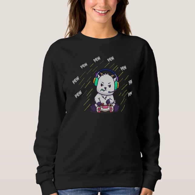 Sudadera Jugadores de juegos de eslogan de Cute Pew Gamer (Anverso)