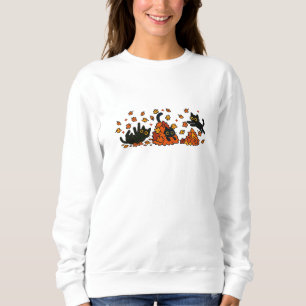 Sudadera Jugadores gatos negros en hojas de otoño