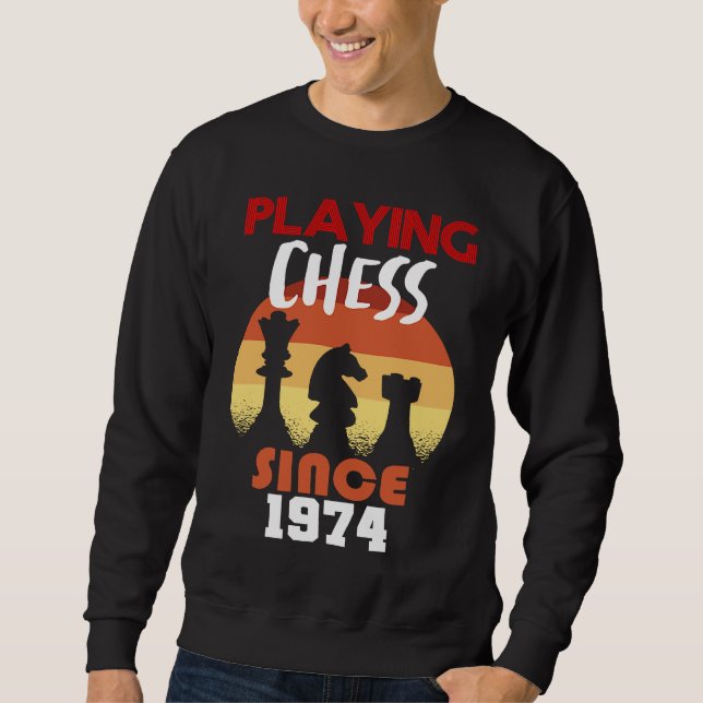 Sudadera Jugando ajedrez desde 1974 (Anverso)