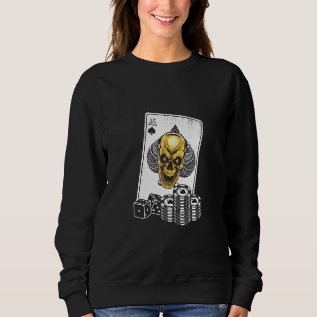 Sudadera Jugando cartas Poker Skull Jugador de apuestas (Anverso)