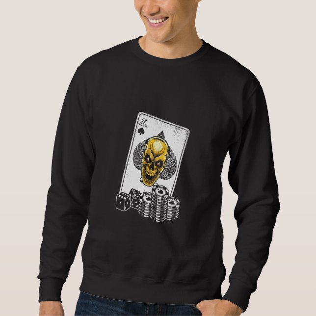 Sudadera Jugando cartas Poker Skull Jugador de apuestas (Anverso)